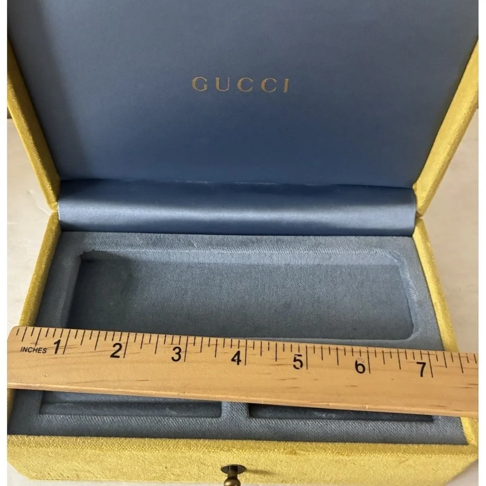 Gucci Box Dust Bag Chartreuse For Exchangeable Top Rim Glasses Jewelry 7.5x5x3
